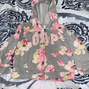 GAP Gray and Pink Floral Hoodie